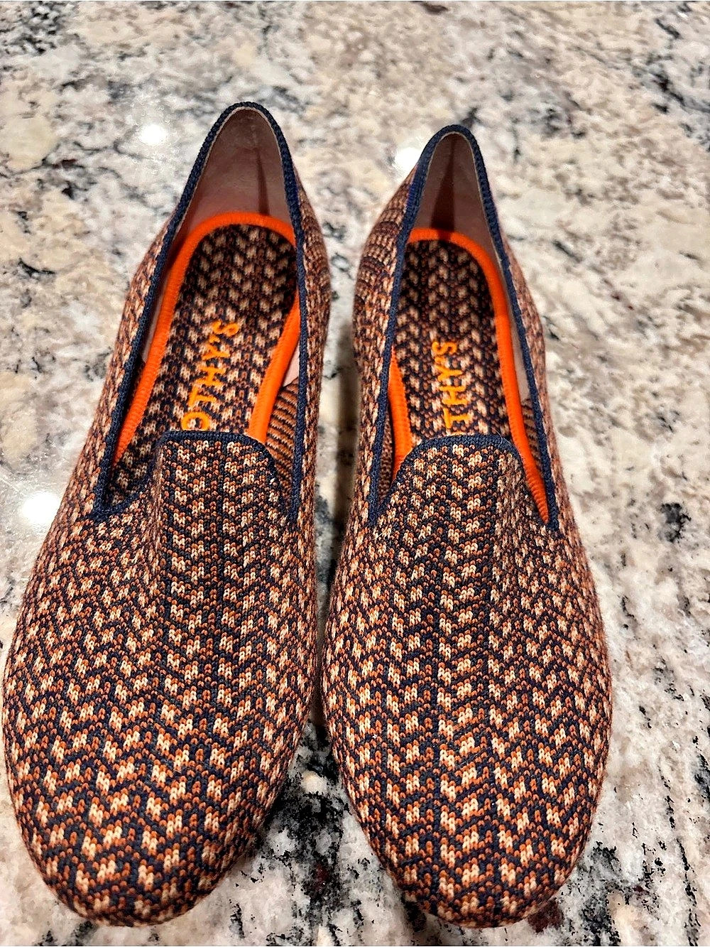 Rothy's The Loafer Geometric Flats Brown & Orange Size 7.5